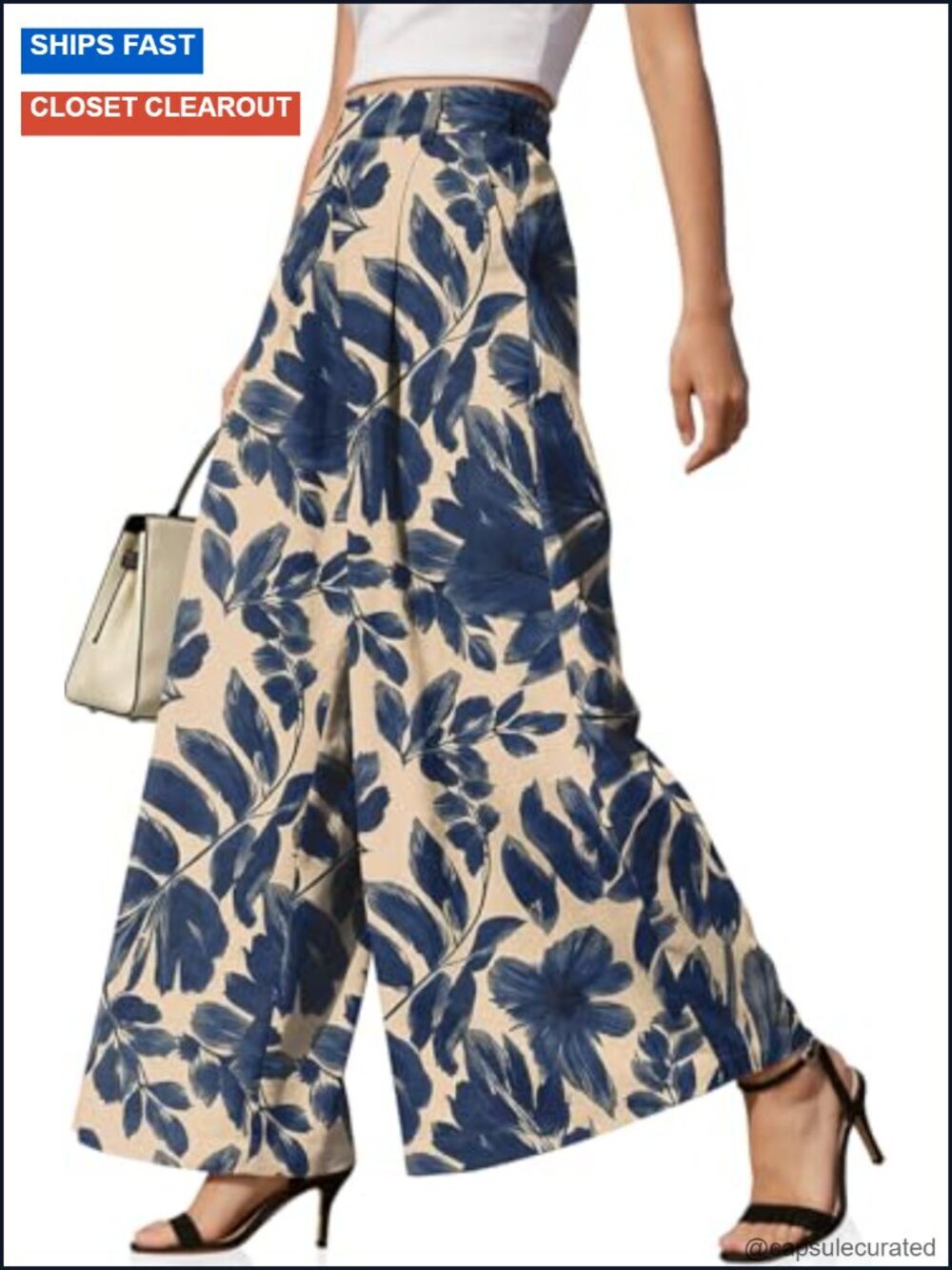 Linen Palazzo Pants High Waist Pleated Trousers with Pockets Wide Leg Flowy